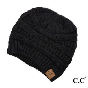 C.C Classic Cable Knit Beanie in Black - NWT